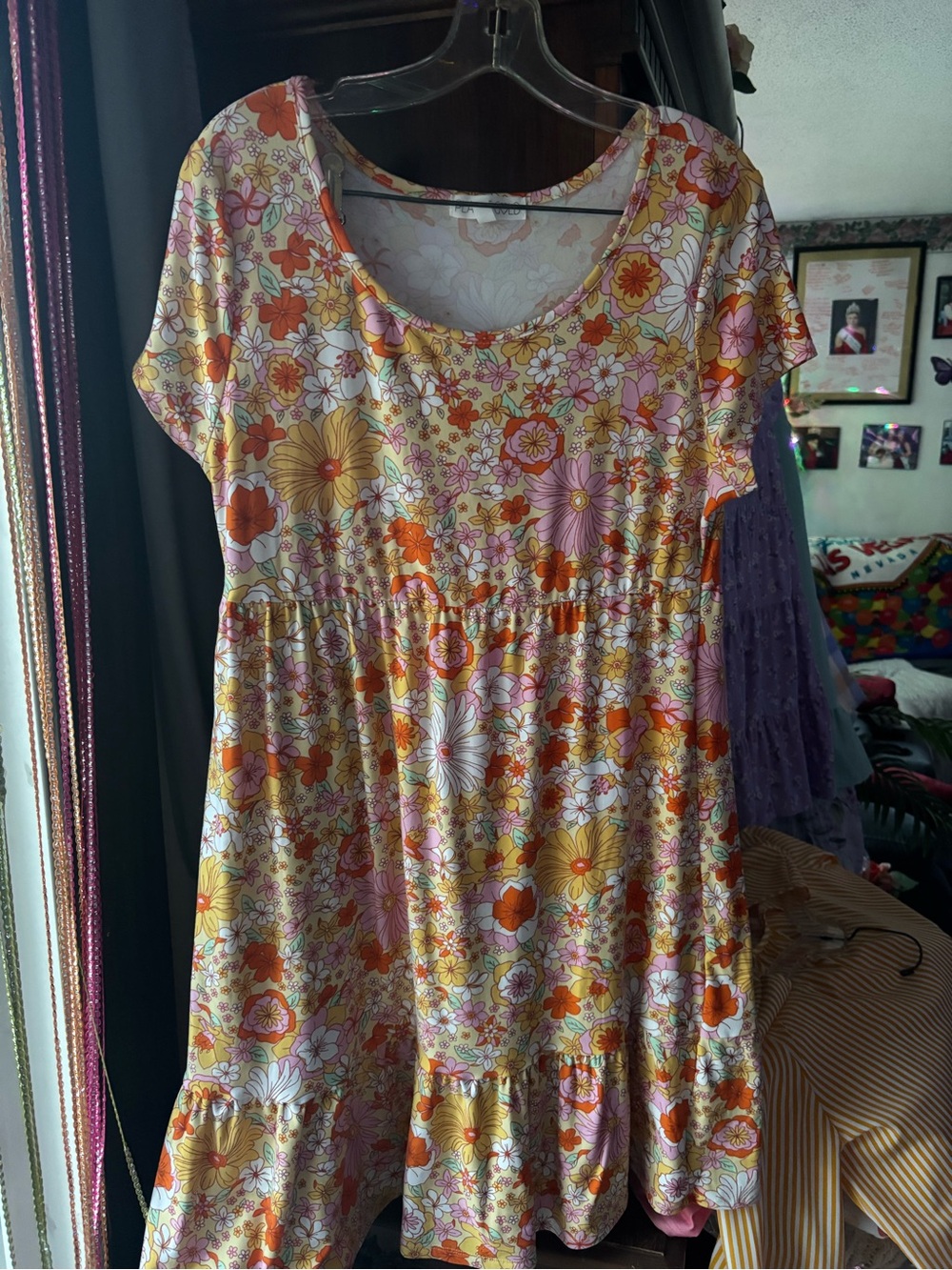 Floral Swing Dress in Yellow & Orange
